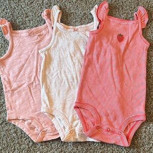 Set of 3 Carter's Pink and Red Striped Bodysuit Set